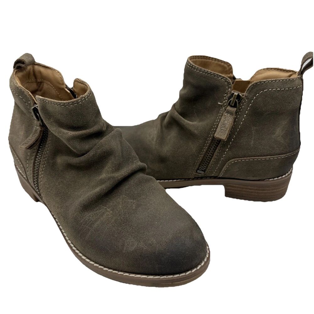 NEW Earth Ethadya Leather Upper Suede Distressed Scrunch Ankle Bootie Sz 6